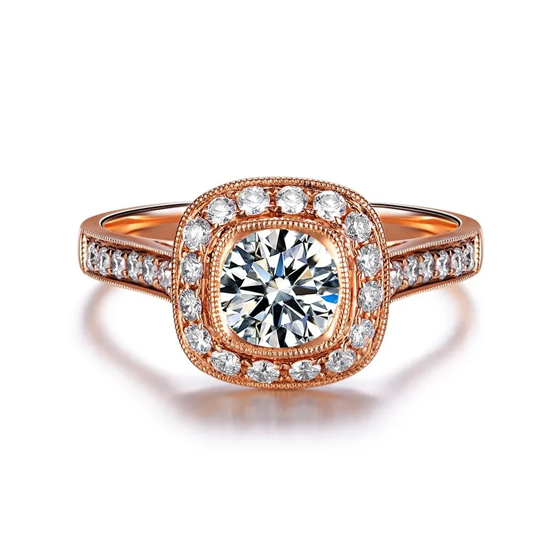 ZOCAI Реал 0.8 КТ центр diamond 0.44 ct сторона алмаз Обручение Для женщин кольцо 18 К розовое золото W02780