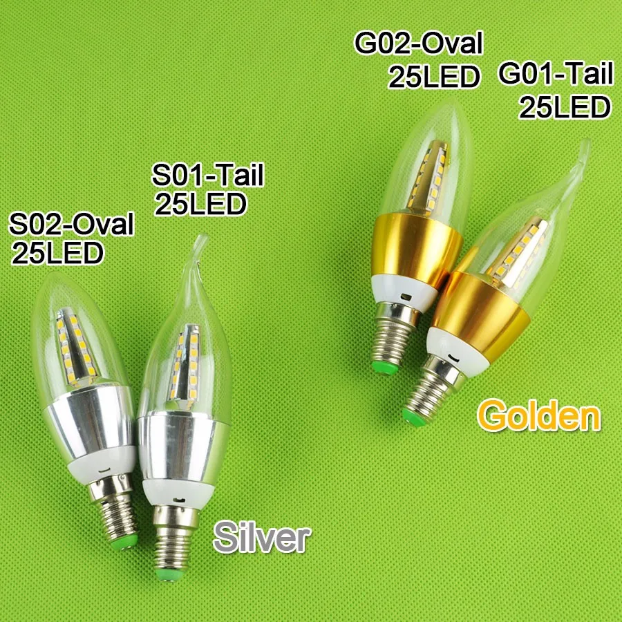 Золотого, серебряного цвета 5 Вт 9 Вт 12 Вт E14 светодио дный свечах алюминиевый корпус светодио дный лампы 110 V 220 V светодио дный лампа E14