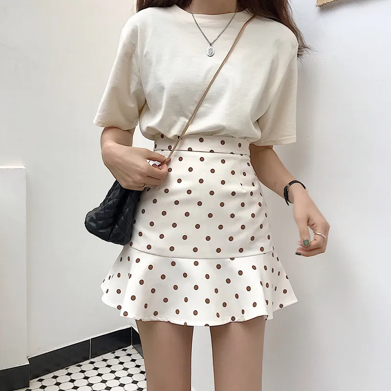 2019 с юбкой годе точка Для женщин юбки Chic тонкий Уайлд Высокая талия модные