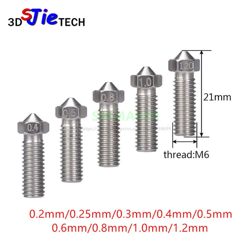 

1pcs Vyper 3D printer Volcano Extra Lengthen stainless steel M6 Nozzle All Metal for 1.75mm 0.2/0.25/0.3/0.4/0.5/0.8/1.0/1.2mm