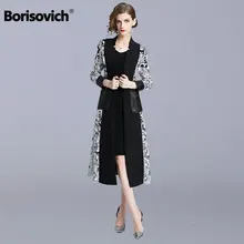 Borisovich Женский Длинный плащ, новинка, осенняя мода, английский стиль, двойной карман, элегантная женская верхняя одежда, пальто N151