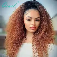 Qearl Ombre Brazilian Kinky Afro Curly Full Lace Human Hair Wigs With Baby Hair Pre Plucked Natural Hairline 150%/180% Density