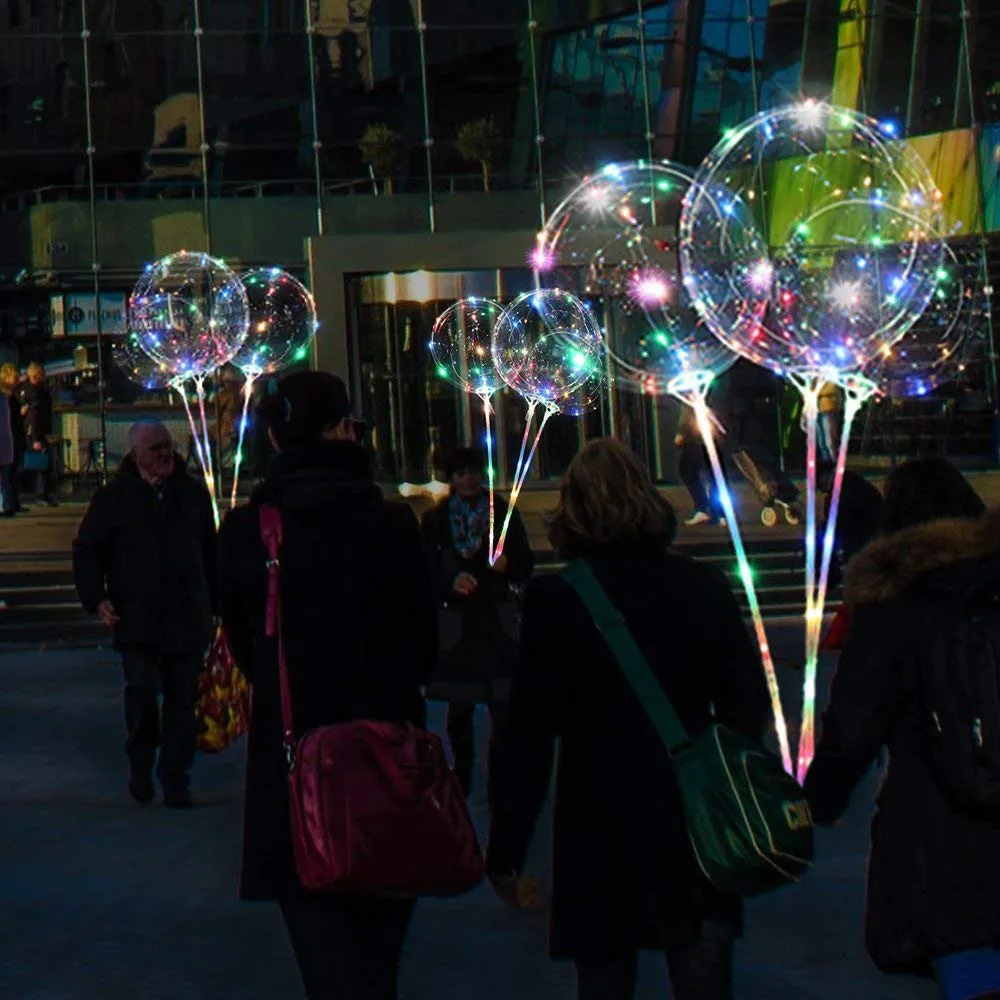 Dropshipping 8pcs Reusable Luminous Led Balloon Transparent Round Bubble Decoration Party Wed | Дом и сад