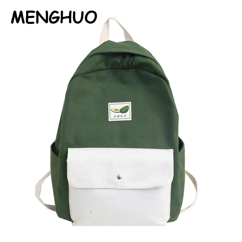 

Menghuo Canvas Stitching Contrast Color Ladies Backpack Casual Wild Messenger Bag