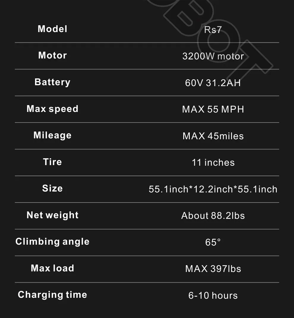 Nanrobot RS7 1" 3200 Вт высокой мощности Скорость Портативный складной 60V 31.2A, 55MPH и 55 миль 2 колеса kick e Электрический самокат для взрослых