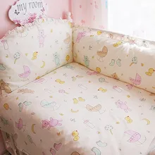 Промо-акция! 6 шт. хлопок мультфильм кроватки комплект детские бамперы костюмы набор для детской кроватки, включают:( бампер+ простыня+ наволочка