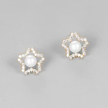 WEIMANJINGDIAN звезды и оболочки жемчужные серьги стержня для Для женщин в серебро или золото Цвета покрытием