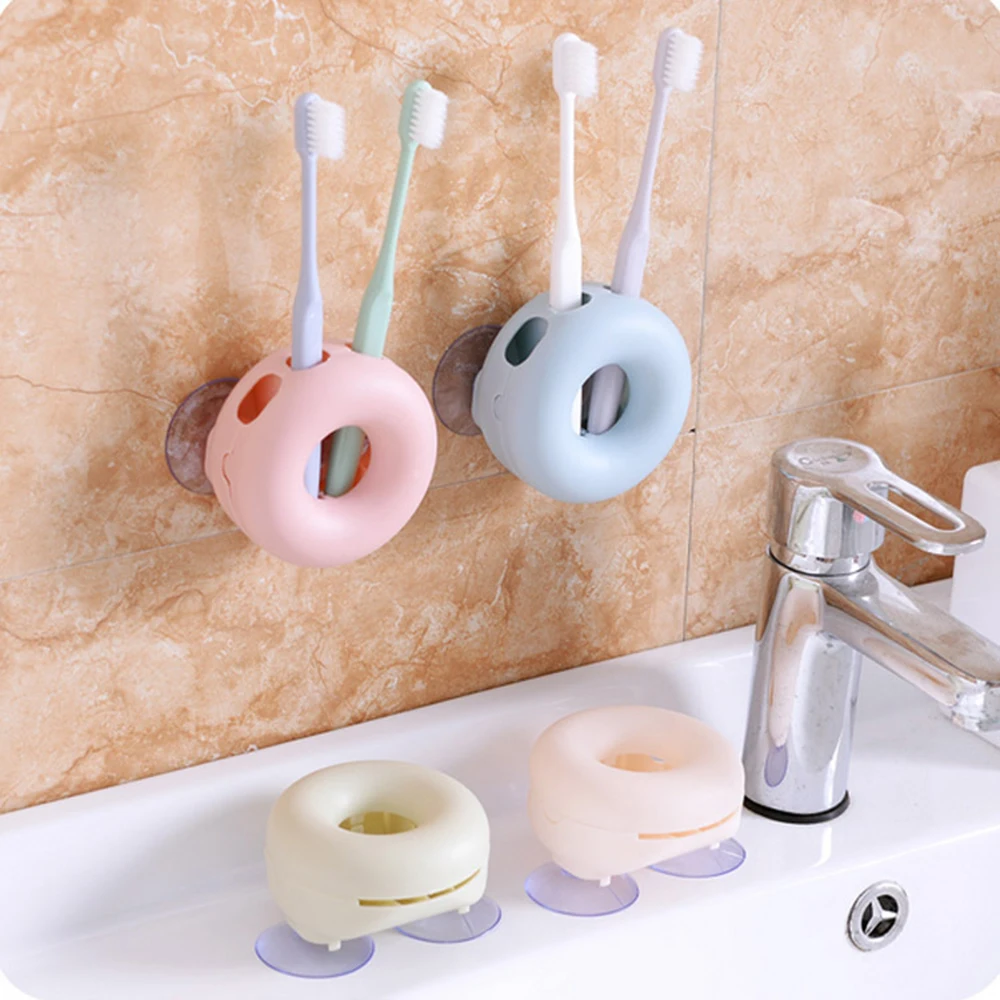 

Novel Donut Ceramic Toothbrush Holder Candy Color Cute Multifunction Base Frame