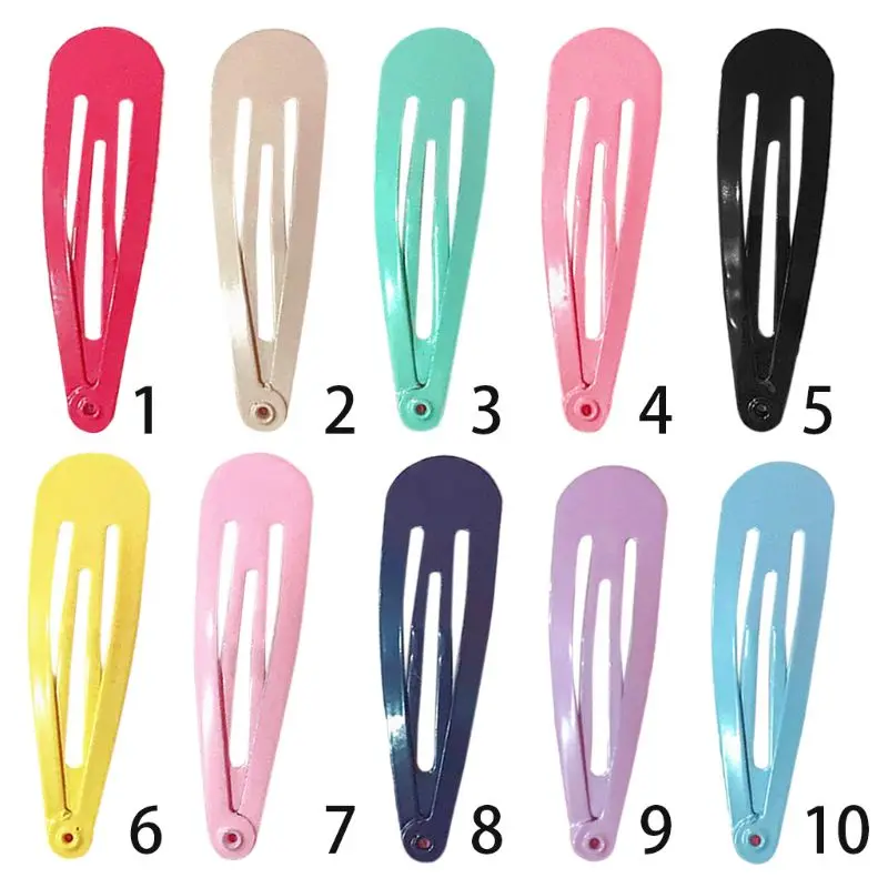 

2Pcs 5cm Kids Girls Cute Sweet Candy Solid Color Paint BB Hair Clips Metal Alloy Jelly Drops Snap Barrettes Non Slip Party Casua