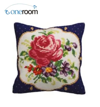 

CX0124 Flowers Acrylic Yarn Embroidery Pillow Tapestry Cushion Front Cross Stitch Pillowcase DIY needlework