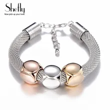 Роскошный браслет Pulseira Feminina, золотой, серебряный цвет, тяжелый браслет для женщин, ювелирное изделие, модный сетчатый Браслет на цепочке, Прямая поставка