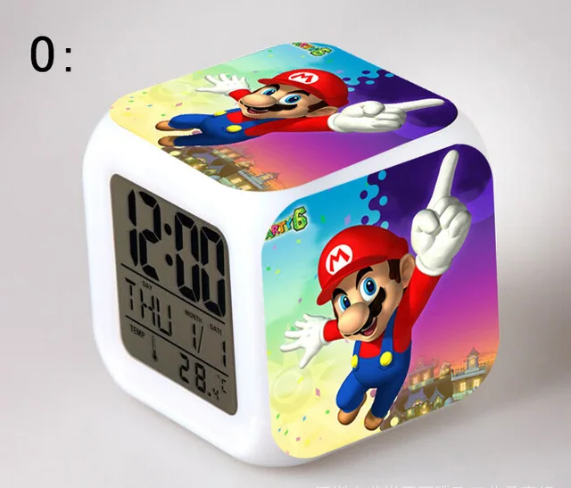 Супер Марио Ночной светильник светодиодный 7 цветов Вспышка Изменение цифровые будильники спальня Wake Up Clock Радуга тире reloj despertador - Цвет: Темный хаки