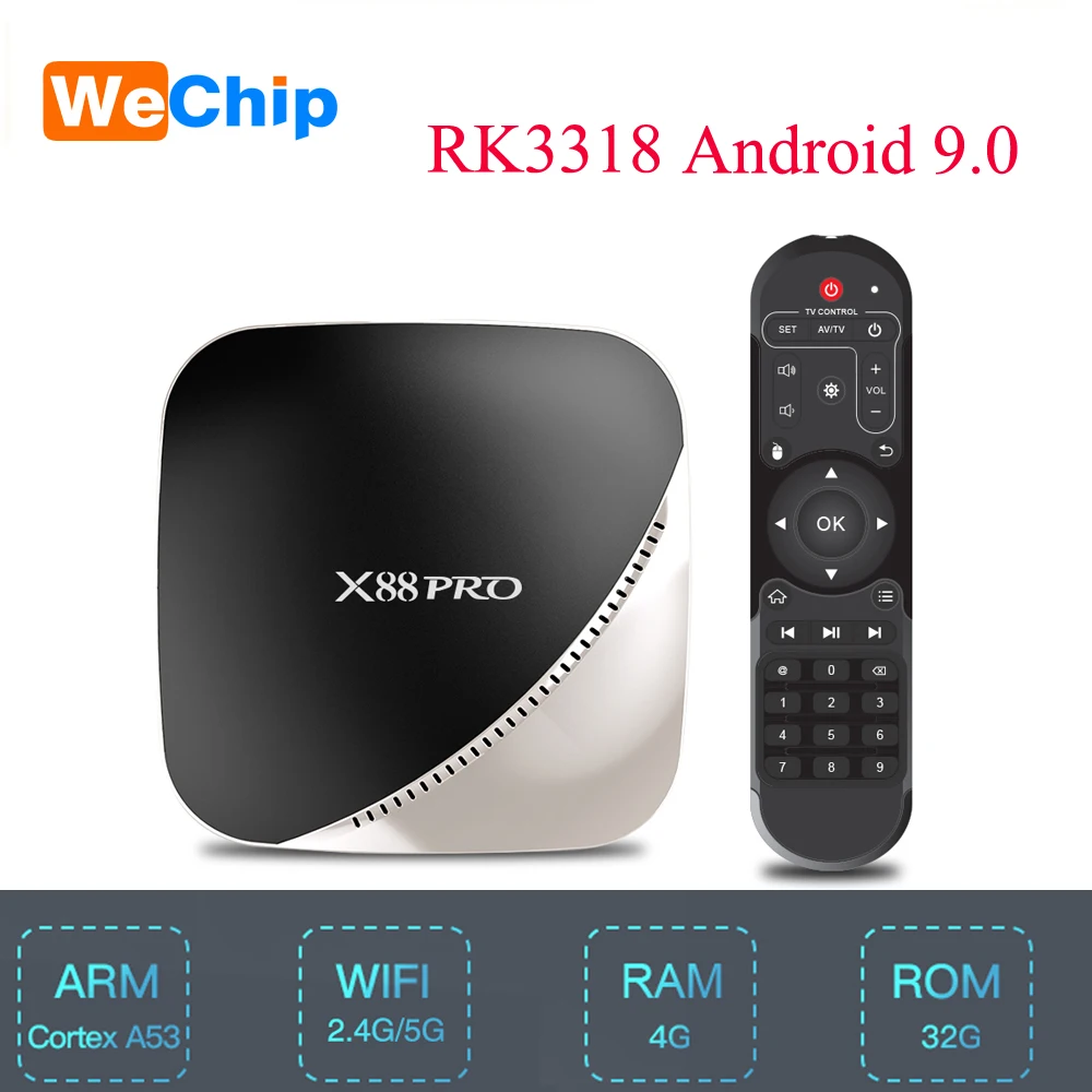 

Pre-sale X88 pro Android 9.0 TV Box 4G 64G RK3318 4 Core 2.4G/5G Wifi 4K HDR Set Top Box Google Play YouTube Netflix 4G 32G Box