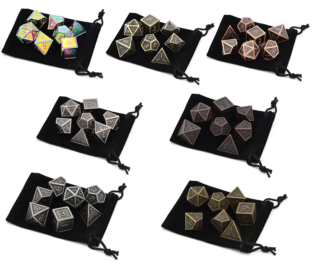 Дизайн и шрифт металлические кости с черные игральные кости сумка для подземелий и драконов RPG MTG настольные игры Обучение математике