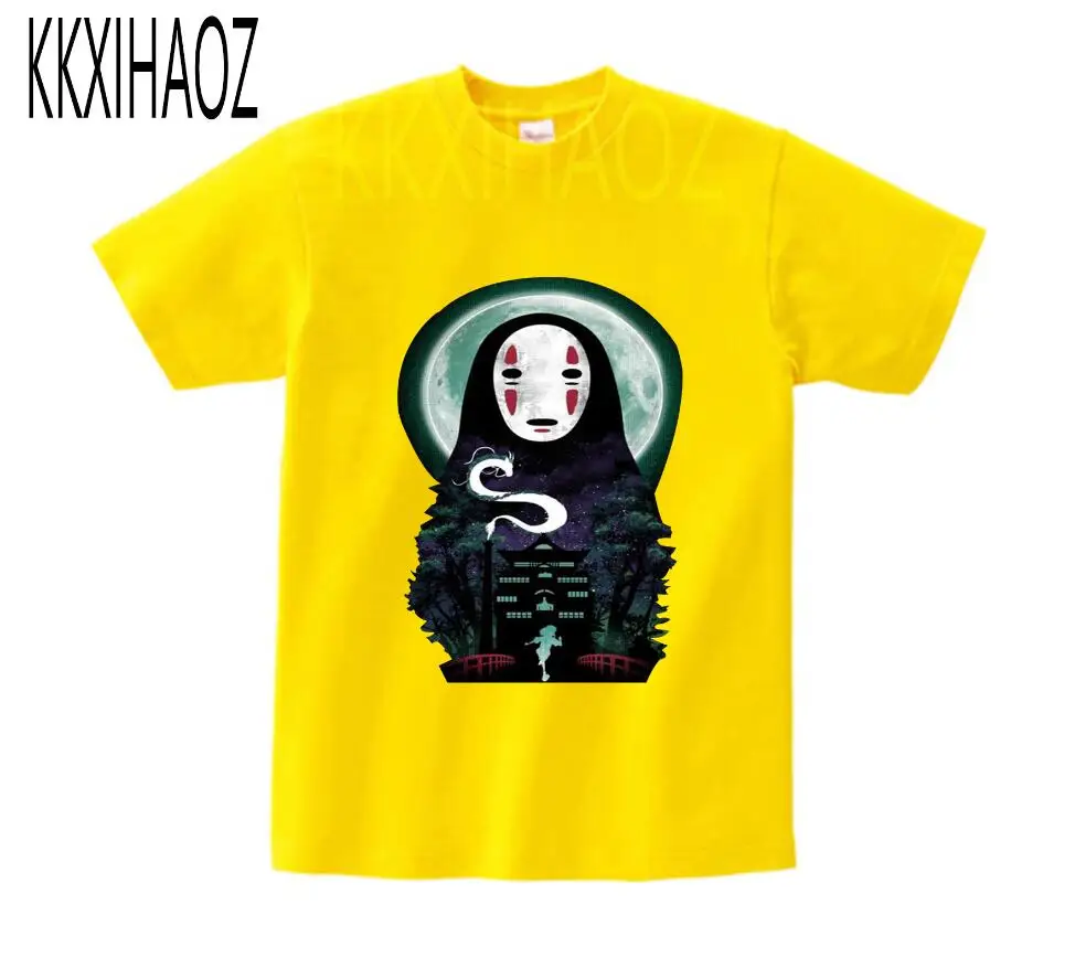 yellow1childreTshirt Студийная Ghibli Миядзаки Хаяо, аниме, маска с духом, без лица, банка, персикового цвета, футболка с рисунком для детей, мальчиков и девочек, детская футболка - Цвет: yellow1childreTshirt
