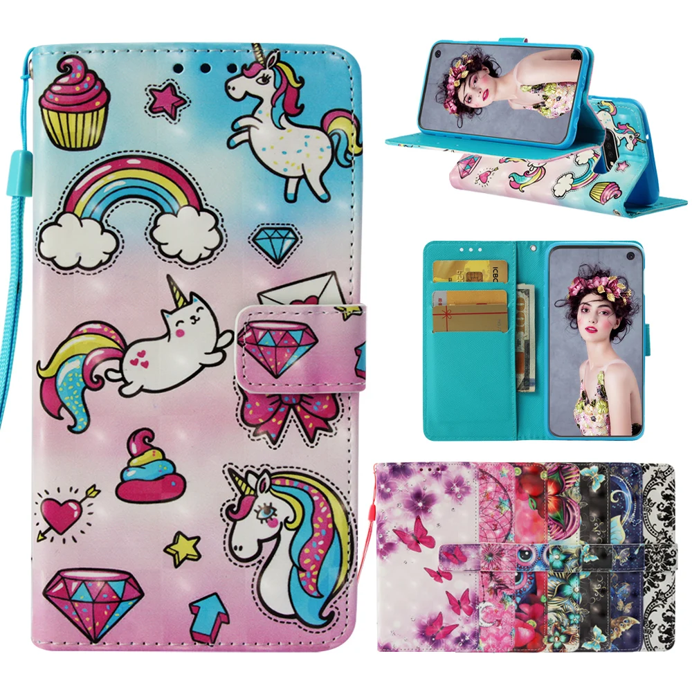 

Fashion Pattern Leather For Samsung Galaxy S10 S10 Plus Luxury Shell Wallet Card Insertion S10 S10e S10plus Holder Stander Case