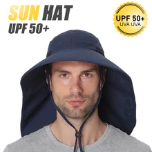 NEW Fishing Cap Wide Brim Unisex Sun Hat with Neck Flap Adjustable Drawstring for Travel Camping Hiking Boating Hunting