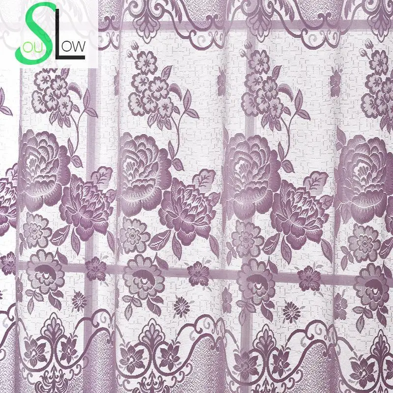 

Slow Soul White Beige Coffee Purple Curtain Jacquard Gauze Bedroom Room Europe Floral Curtains Tulle For Living Kitchen Sheer
