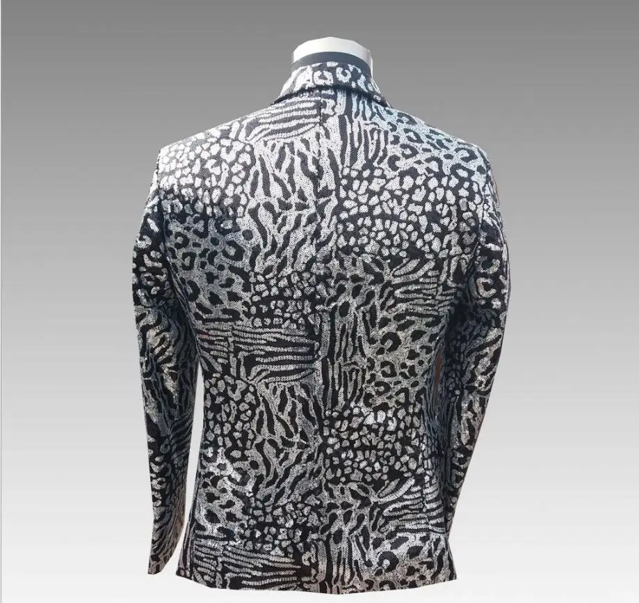 XXS 6XL 2018 мужская одежда BIGBANG GD модный костюм с серебряным леопардовым принтом и