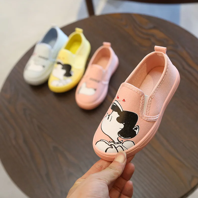 

New Canvas Shoes Spring and Autumn Children's Cartoon Sneakers Primary School Girls Flat Casual Shoes