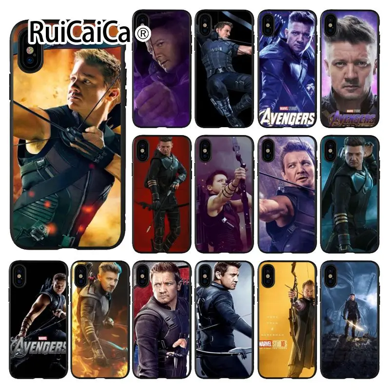 Смарт-чехол Ruicaica Marvel Avengers Hawkeye с черным корпусом для iPhone 8 7 6 6S Plus 5 5S SE XR X XS MAX |