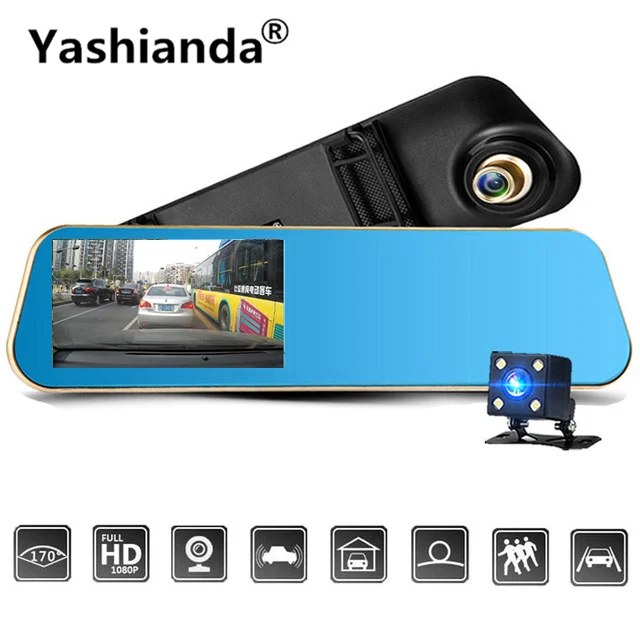 Yashianda Full HD 1080 P Автомобильный видеорегистратор Камера Авто 4 3 дюймов Зеркало
