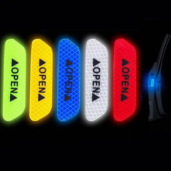 

4Pcs/Set Car OPEN Reflective Tape Warning Mark Reflective Open Notice Bicycle Accessories Exterior Car Door Stickers DIY