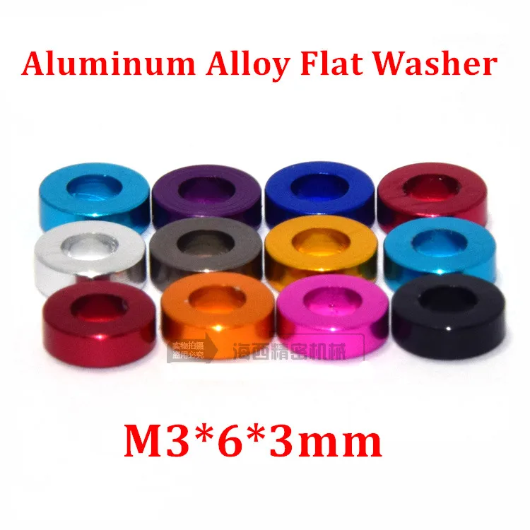 

50pcs M3*6*3mm Aluminum flat washer for RC Model Part Aluminum countersunk Gasket Washer meson anodized colorful
