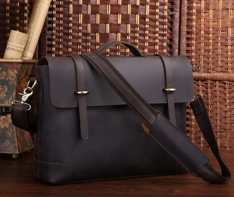 Us 106 99 50 Off Vintage Crazy Horse Genuine Leather Men Messenger Bags Cow S Briefcase Portfolio 14