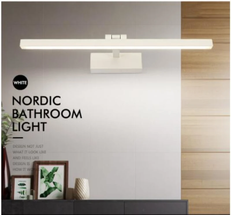 Скандинавский светодиодный светильник с зеркальной головкой, светильник для ванной комнаты, декоративный светильник, акриловый абажур, черный, белый, противотуманный