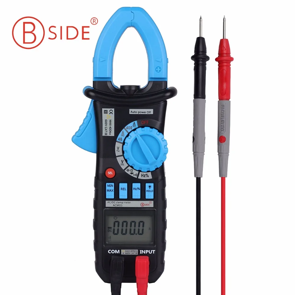 

BSIDE ACM03 Auto Range Digital Clamp Meter 400A AC DC Current 600V Resistance Capacitance Frequency Hz Tester with Backlight