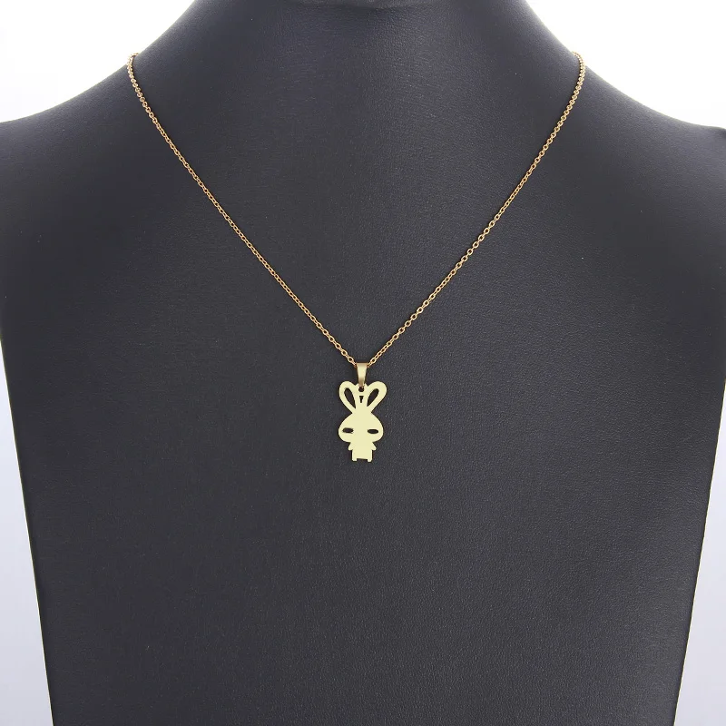 CACANA Stainless Steel Necklace For Women Man Lover's Rabbit Gold And Silver Color Pendant Necklace Engagement Jewelry