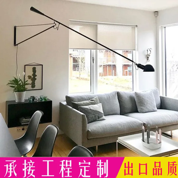 Nordic Classic adjustable modern industrial Long swing arm black wall lamp sconce vintage E27 lights for Bathroom bedroom foyer | Лампы и