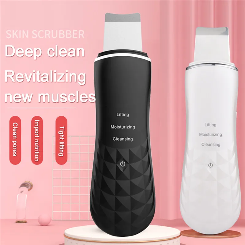 

Rechargeable Ultrasonic Face Skin Scrubber Facial Cleaner Peeling Vibration Blackhead Removal Exfoliating Pore Cleaner Tools