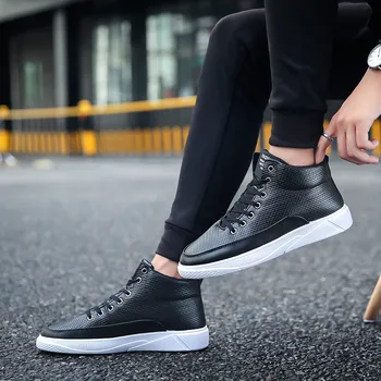 

Men Shoes Boots Leather High Top Sneakers Autumn Winter Tidal Current Male Brand botas masculinas Casual Outdoor Ankle Boots Men
