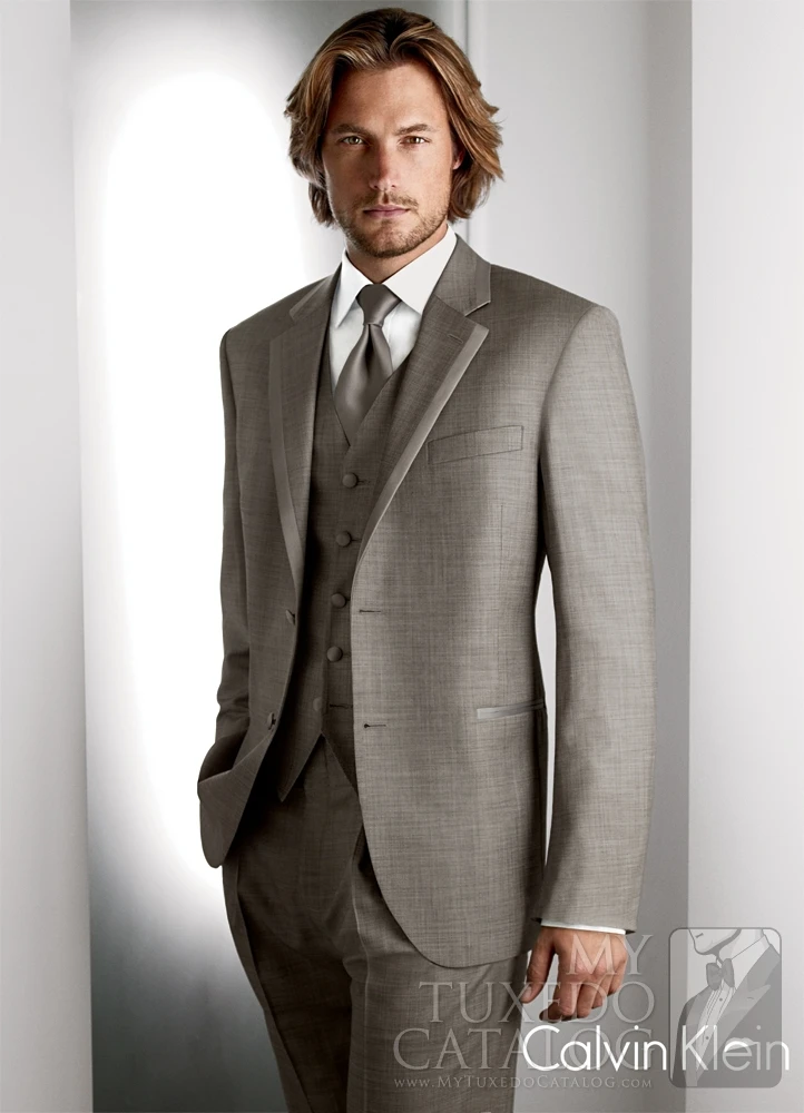

Custom Made Mens Suits Groomsmen Notch Lapel Groom Tuxedos Light Grey Wedding Best Man Suit (Jacket+Pants+Tie+Vest) A12