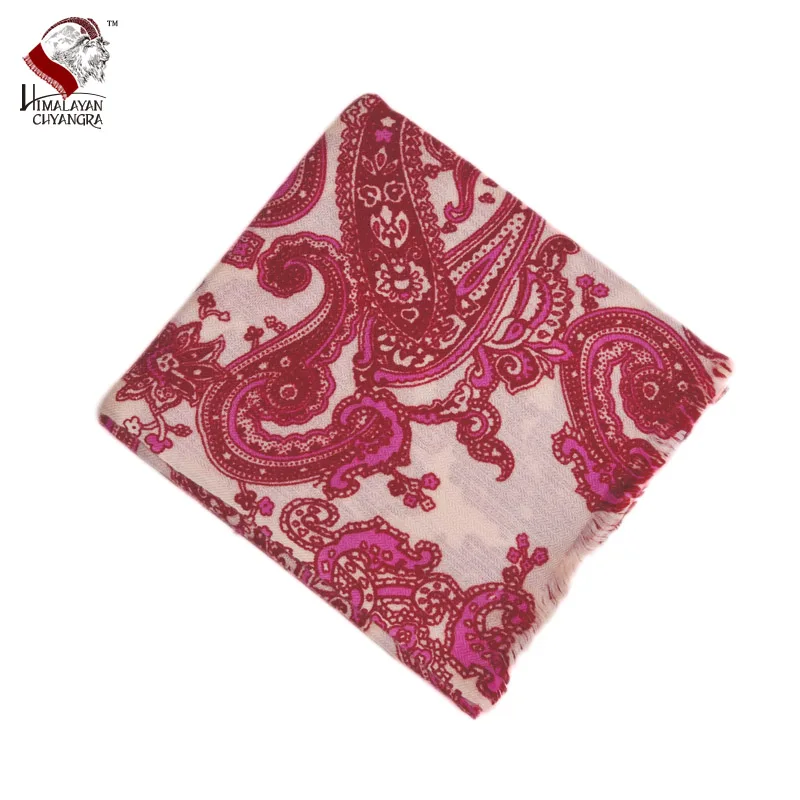 Непальские чистый cashmer шарф Обёрточная бумага шаль модные Фетр печатных тонкий и думаю красная роза+ красный+ белый с принтом - Цвет: Red  rosered Thin