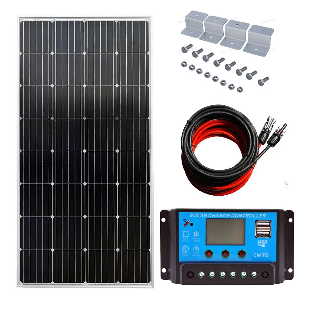 

150W Monocrystalline Off Grid System & 20A Solar Controller Home Power solar energy system solar cell solar panel 150W