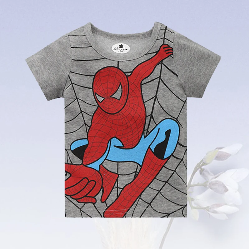 Летняя одежда для мальчиков футболка с короткими рукавами из чистого хлопка с рисунком паука качественная одежда для детей 2-8 лет г., лидер продаж