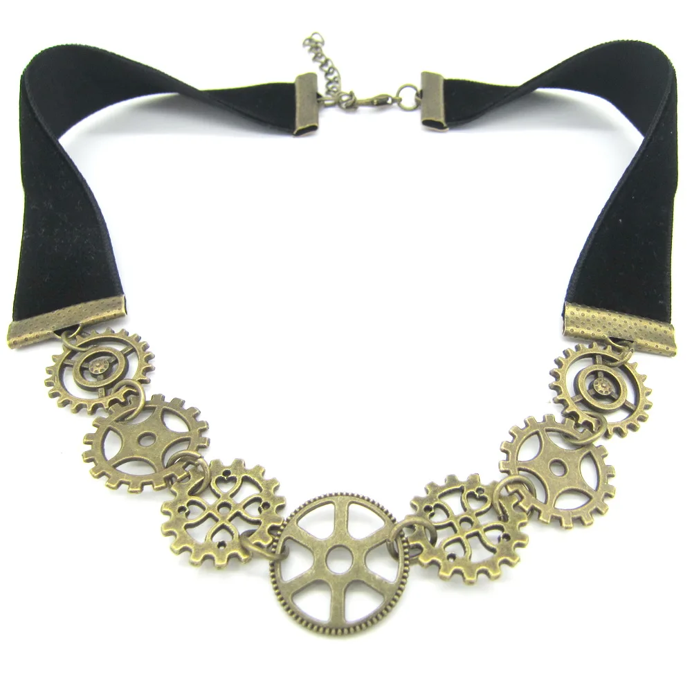 Дизайн винтажное черное бархатное стимпанк ожерелье-чокер