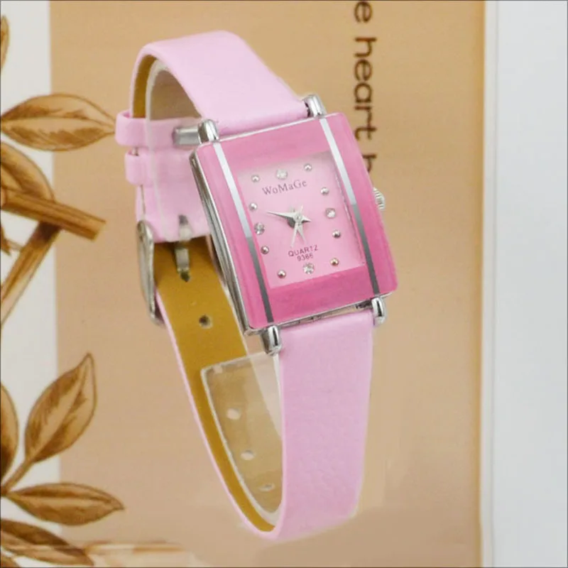 

Womage Fashion Women Wristwatches Leather Belt Quartz Watch Small Watch Women Rectangle Watches relogio feminino horloge dame