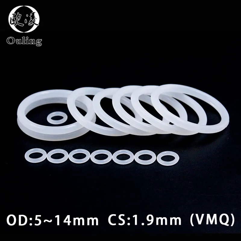 

10PCS/lot White Silicon Ring Silicone/VMQ O ring 1.9mm Thickness OD5/6/7/8/9/10/11/12/13/14 O Ring Seal Rubber Gasket Washer