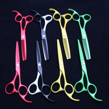 

2Pcs 6In. 17.5cm Customized Logo Barber Scissors Cutting Shears Thinning Scissors Professional Hair Scissors Styling Tool C1023