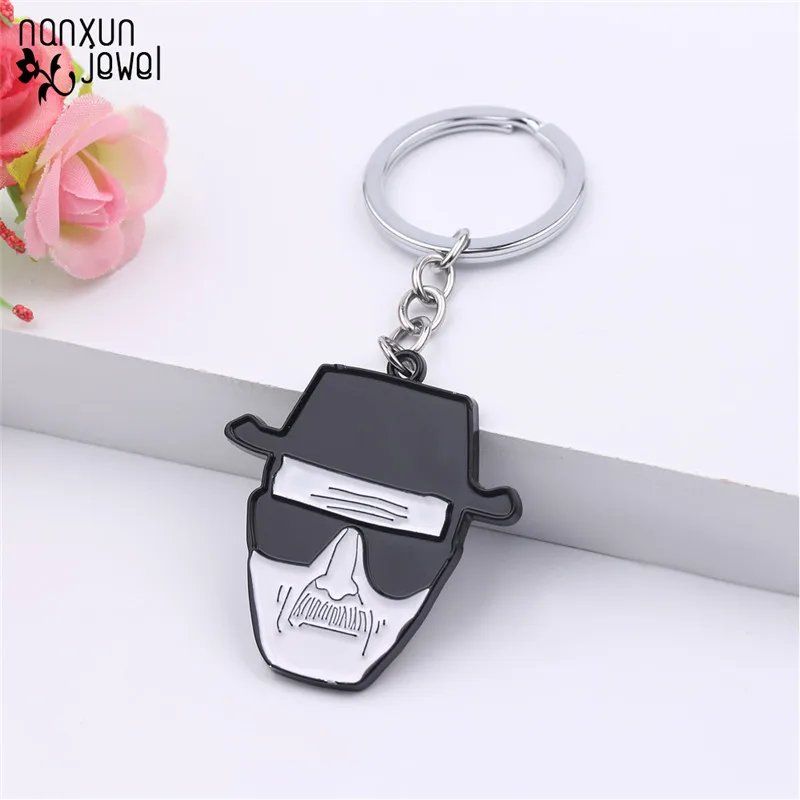 

Hot TV Breaking Bad Key Chain Black White Enamel Pendant KeyChain Metal Keychains Charm Jewelry Keyring Gifts For Men Women