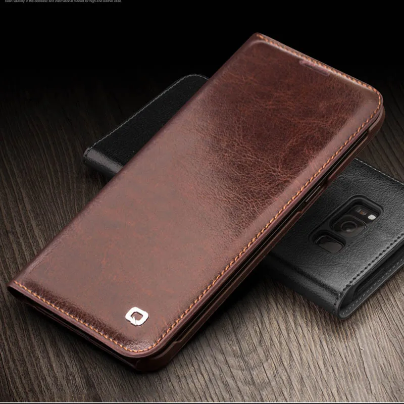 QIALINO Business cowhide Flip Bag for Samsung font b S8 b font Leather Bag Flip Wallet