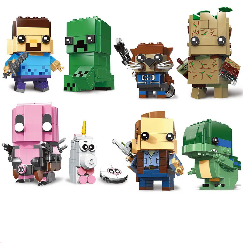 

Brickheadz Mini Super Hero Figures DC Justice Marvel Brick Heads Iron Man Spider Man Building Blocks Kids Toys