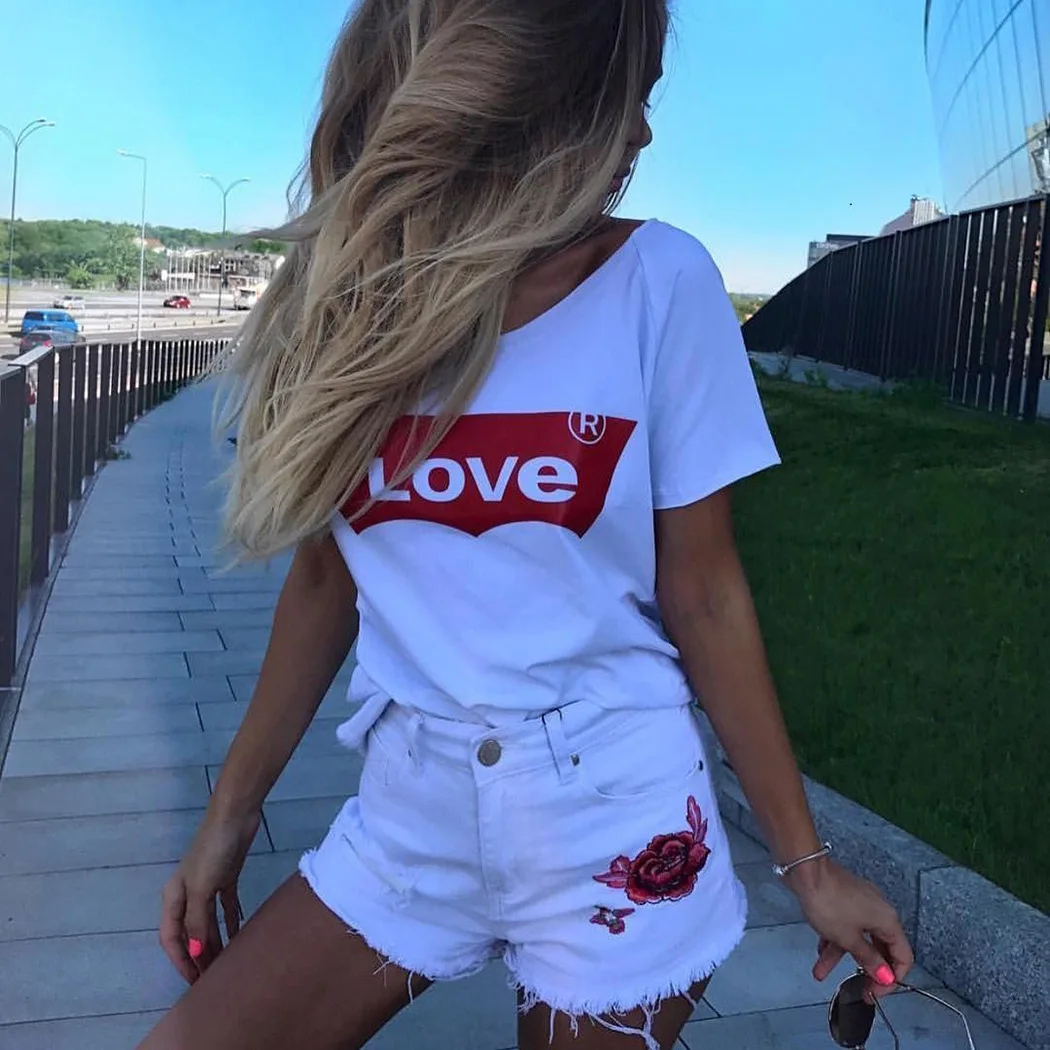 

graphic Graphic Tees woman XXL Valentine's Day Shirt Love Print Tops Short Sleeves Vintage Couple Clothes Streetwear Tees