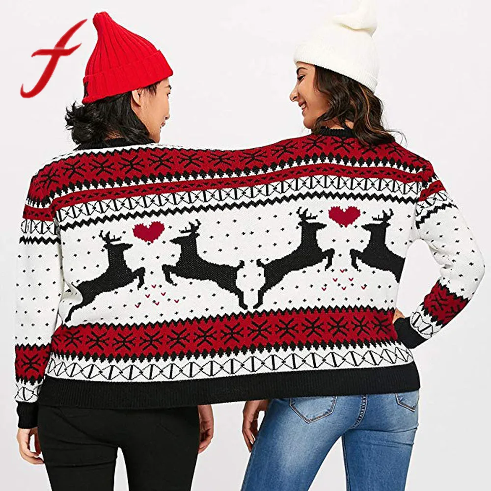 

Feitong Women Naughty Twins Sweatshirts Double Two Person Ugly Xmas Printed Couples Pullover Novelty Christmas sudadera mujer
