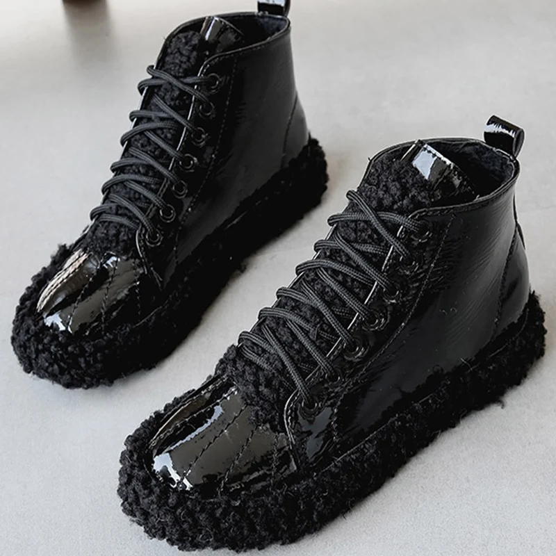 

Moxxy Winter Spring Shoes Women Warm Plush Vulcanize Shoes Woman Platform Shoes Black Sneakers Ladies Casual Shoes Trainers