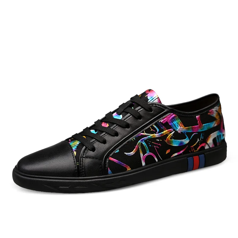 

new fashion large size men casual soft split leather shoes breathable flat platform shoe lace up point toe student sneakers male